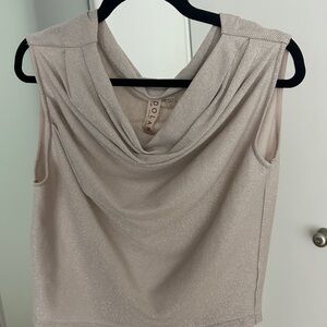 Anthropologie Shimmering Cream Cowl Neck Blouse